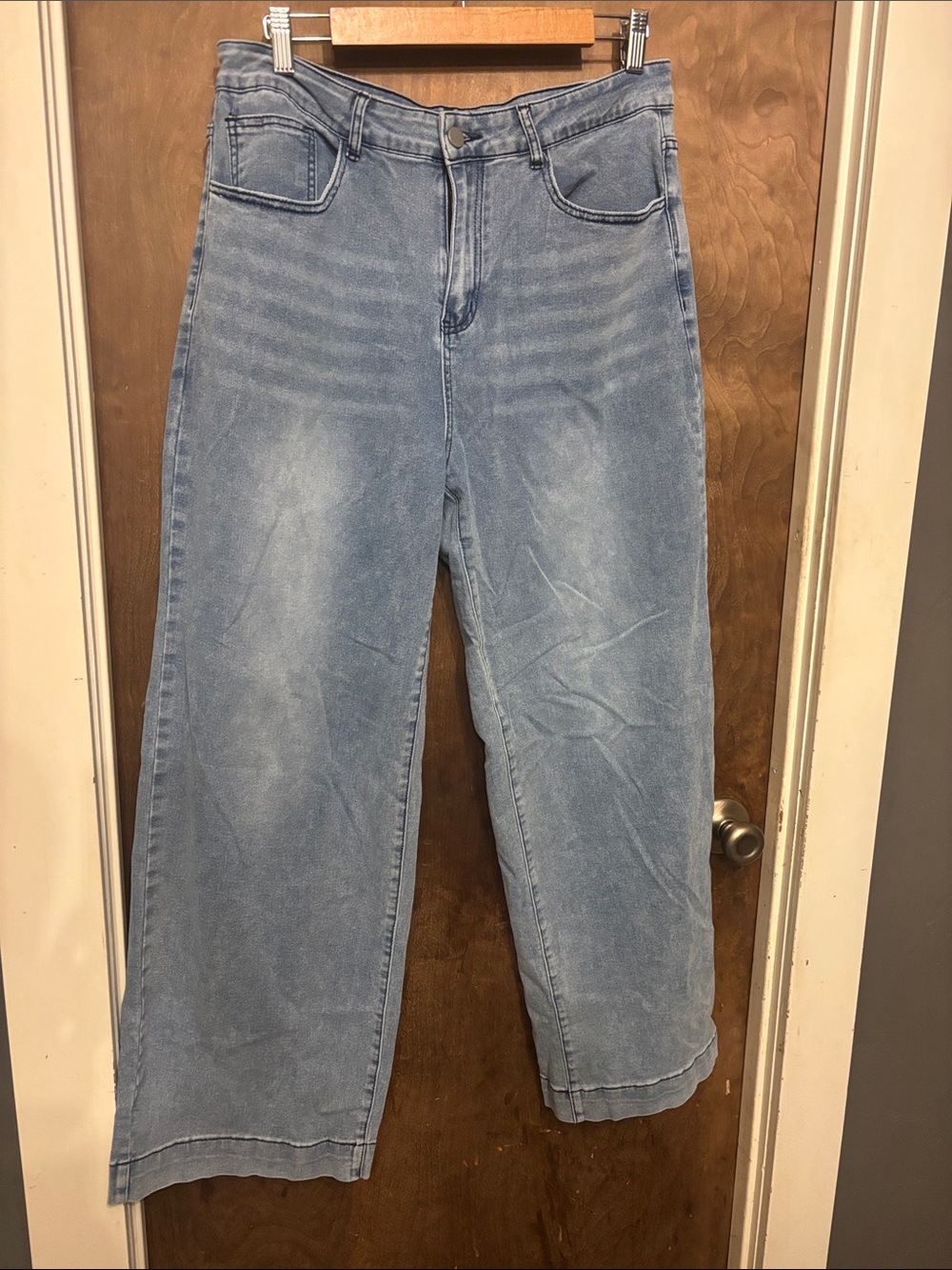 SHEIN Light Blue High-Rise Wide Leg Jeans